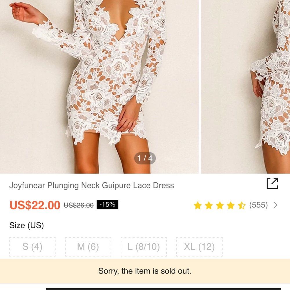BRAND NEW NEVER WORN WHITE LACE MINI DRESS